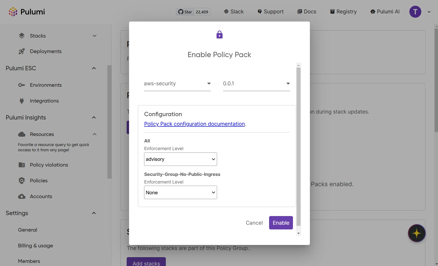 "Configuring the policy pack"