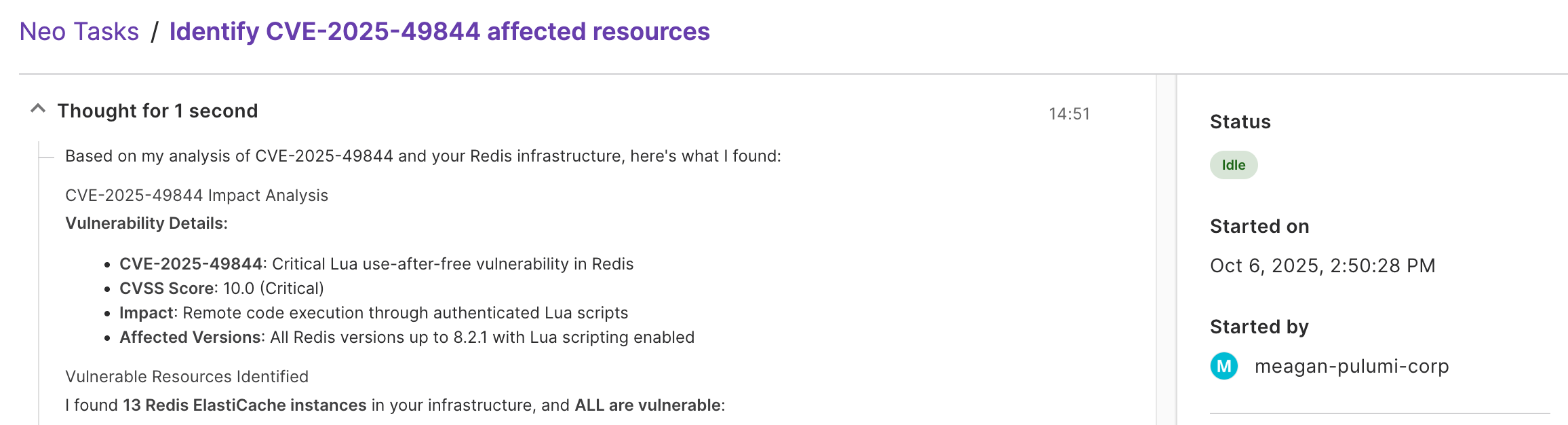 Neo identifying and remediating CVE vulnerabilities