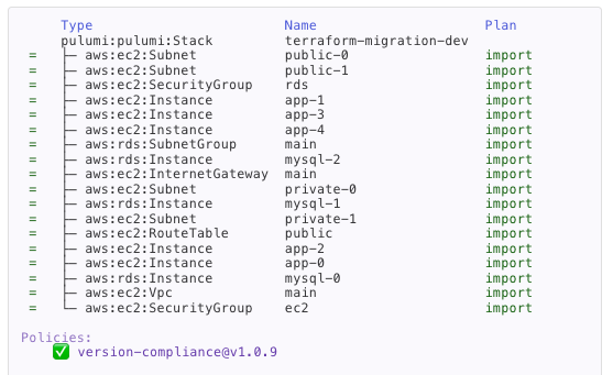 Neo converting Terraform state to Pulumi code