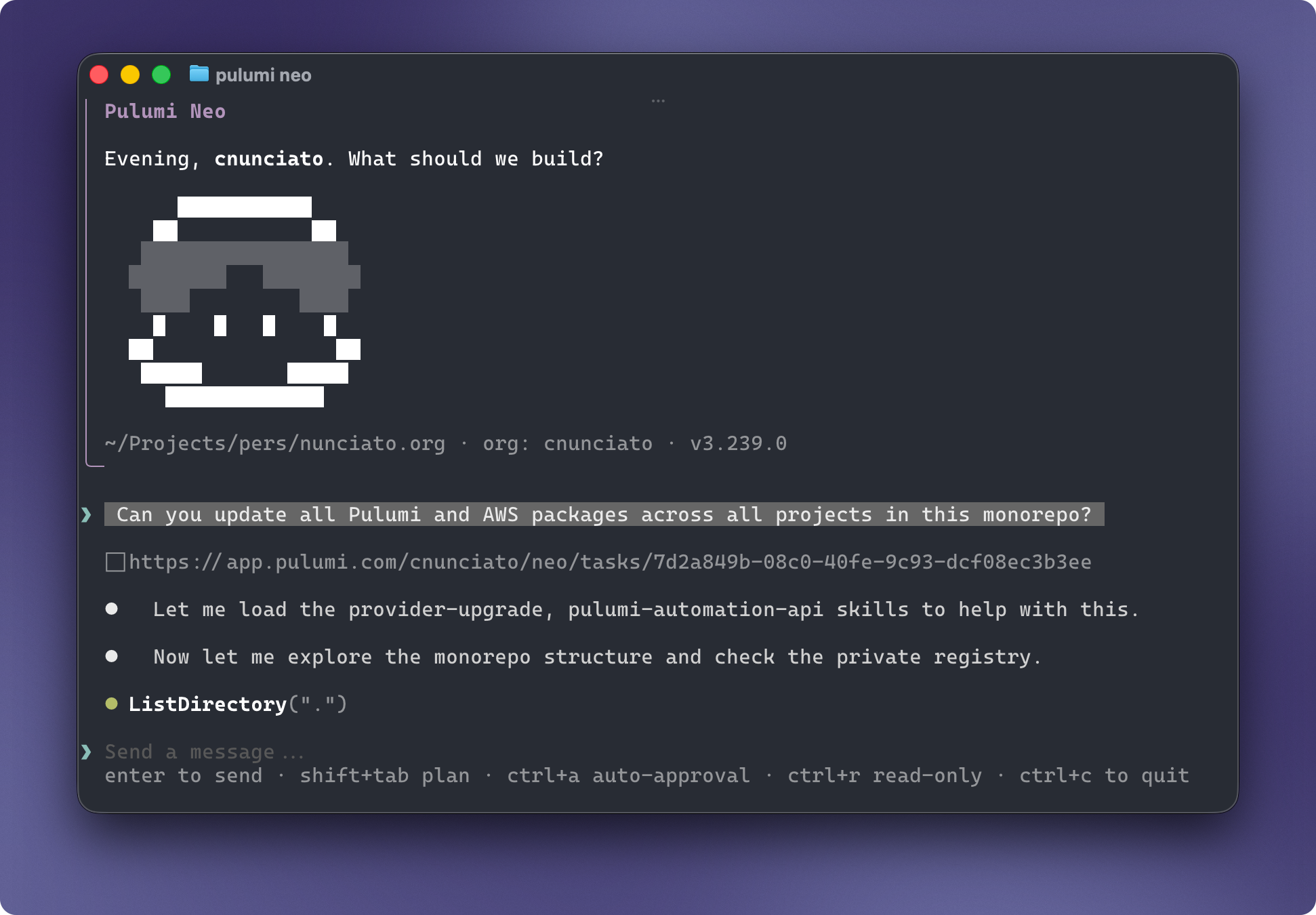 Running Neo in the Pulumi CLI