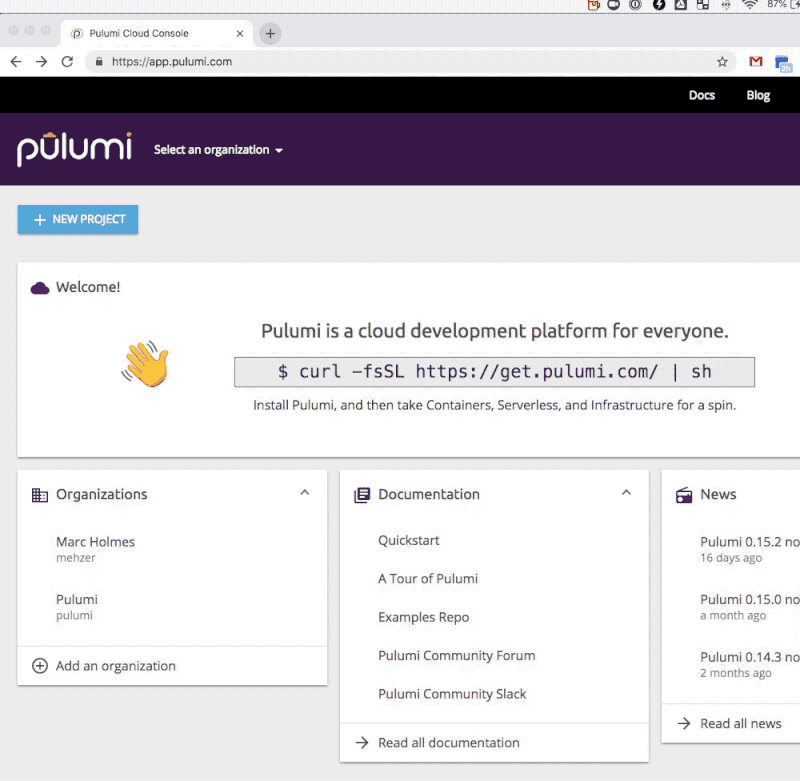 Building new Pulumi projects and stacks from templates
