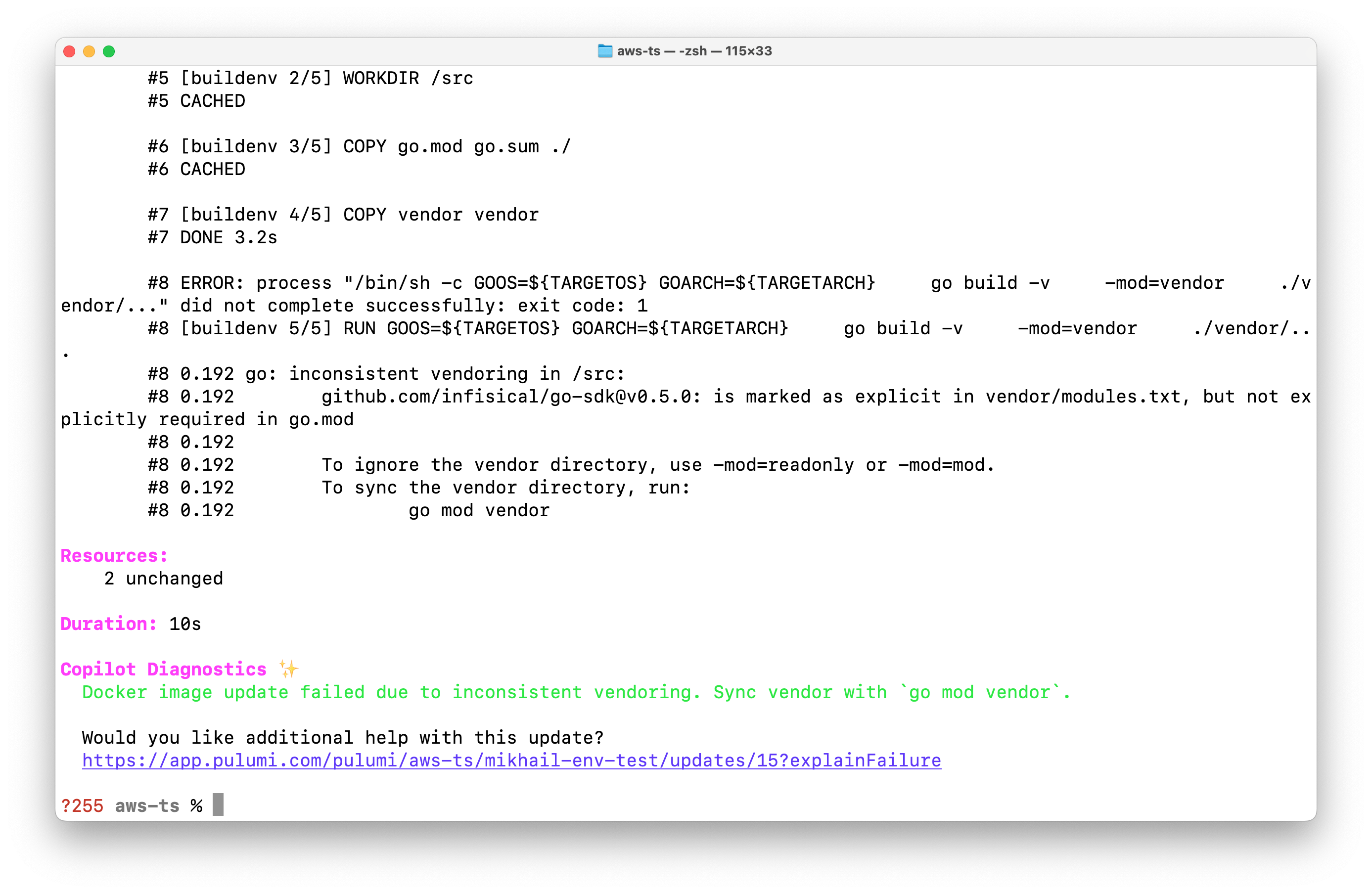 Error from the Docker Build provider