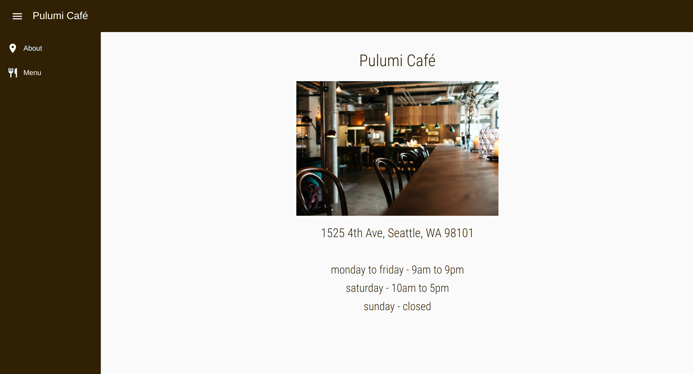 pulumi cafe home page