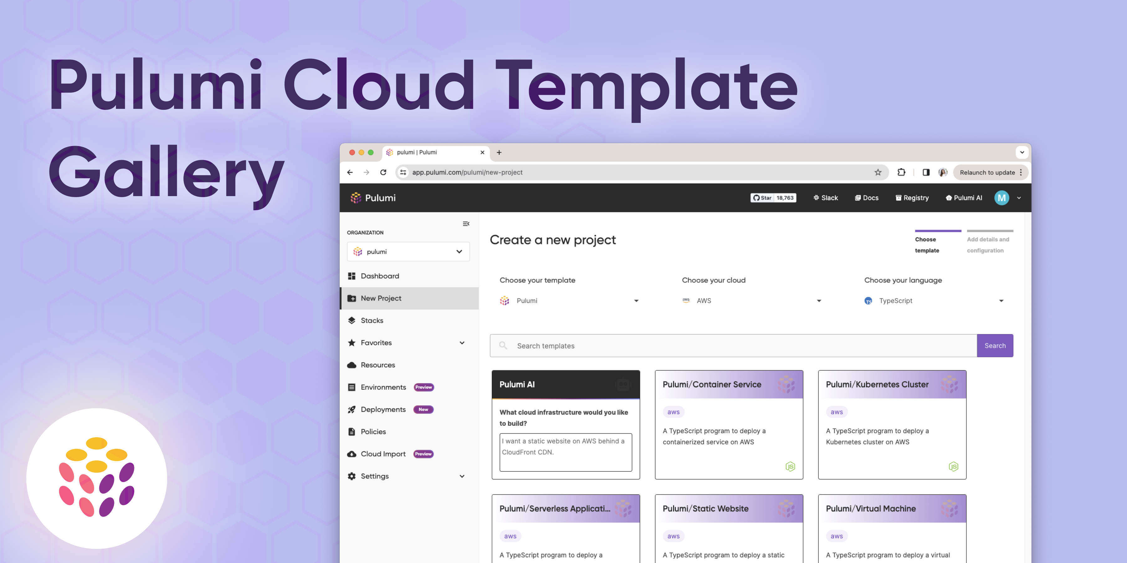 Developer Portal Gallery: Org Templates, Pulumi Templates and AI Generated Templates