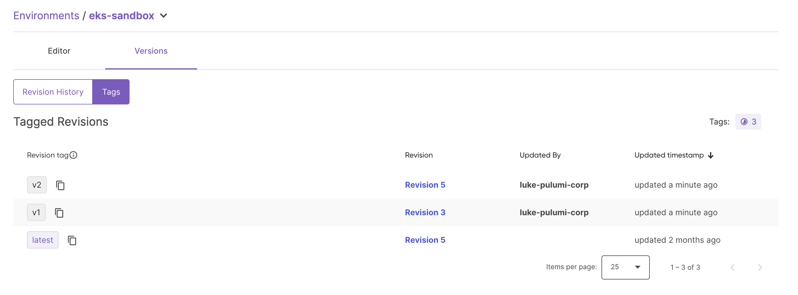 Environment Tags in Pulumi Console