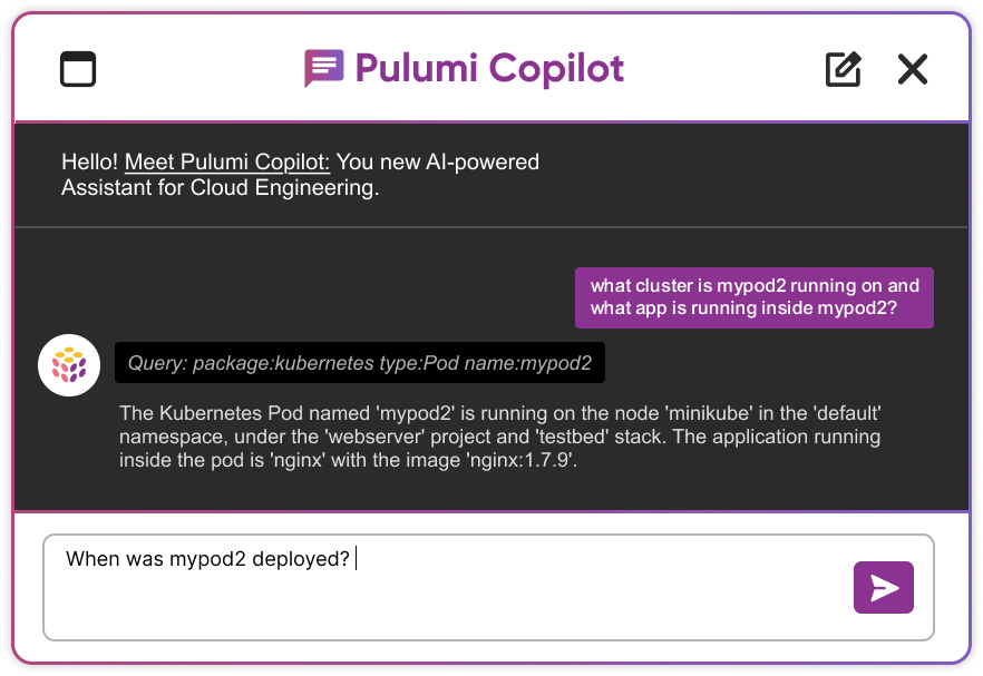 Pulumi Copilot example prompt