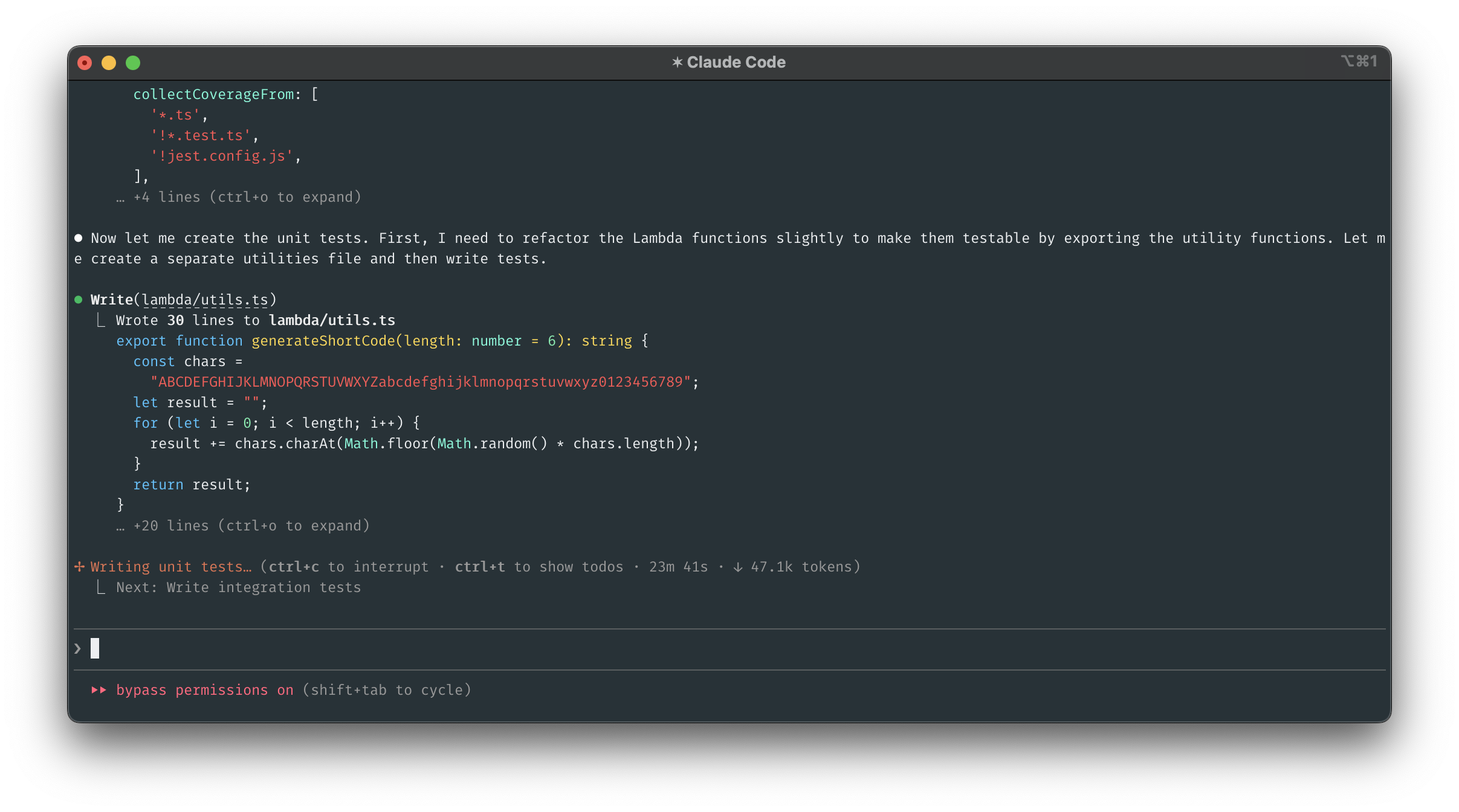 Claude Code writing unit tests and creating utility functions