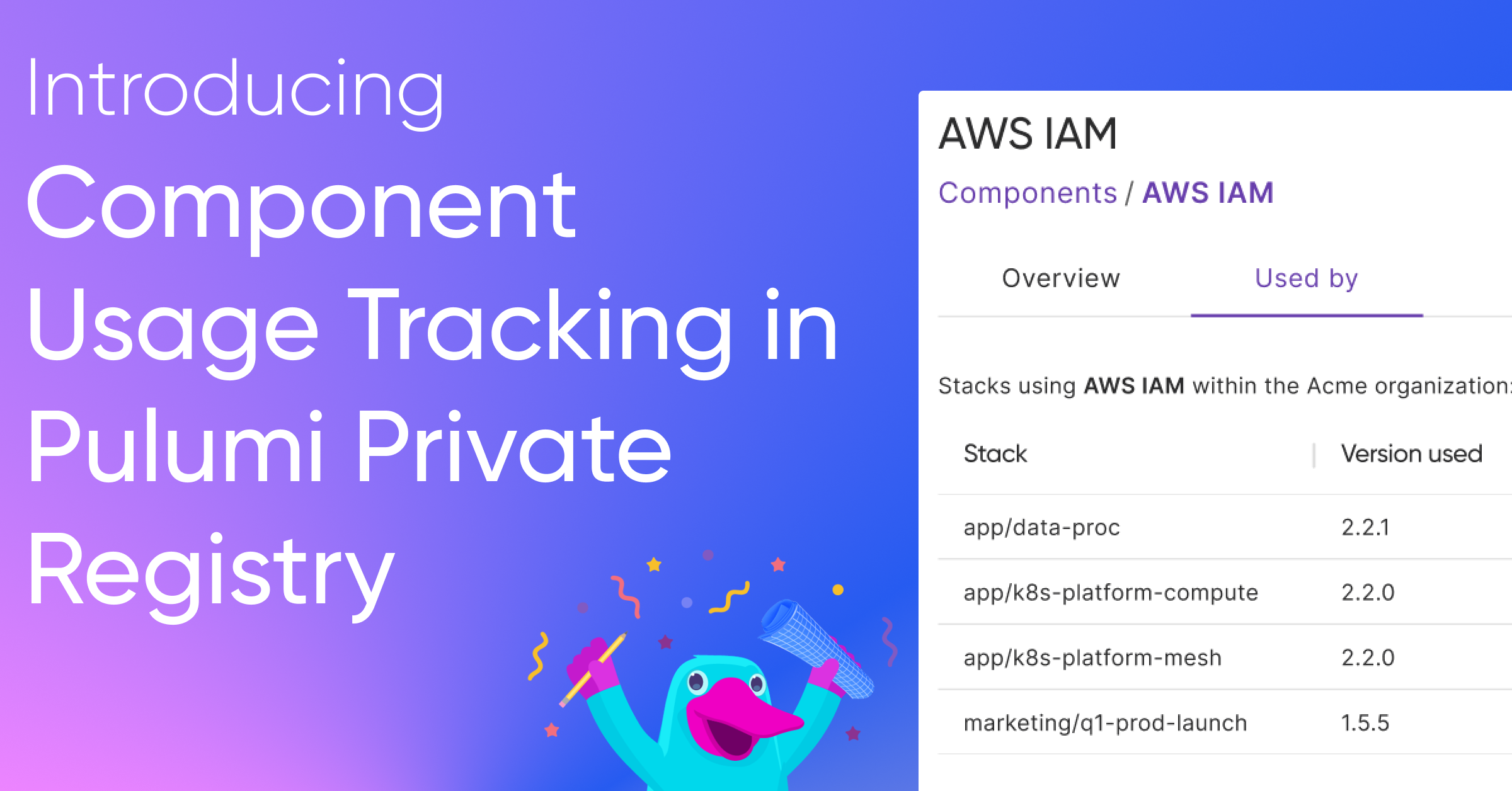 Component Usage Tracking in Pulumi Private Registry