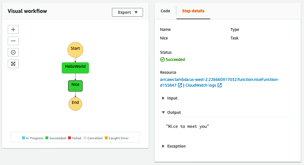 AWS Serverless Console with 2 step functions