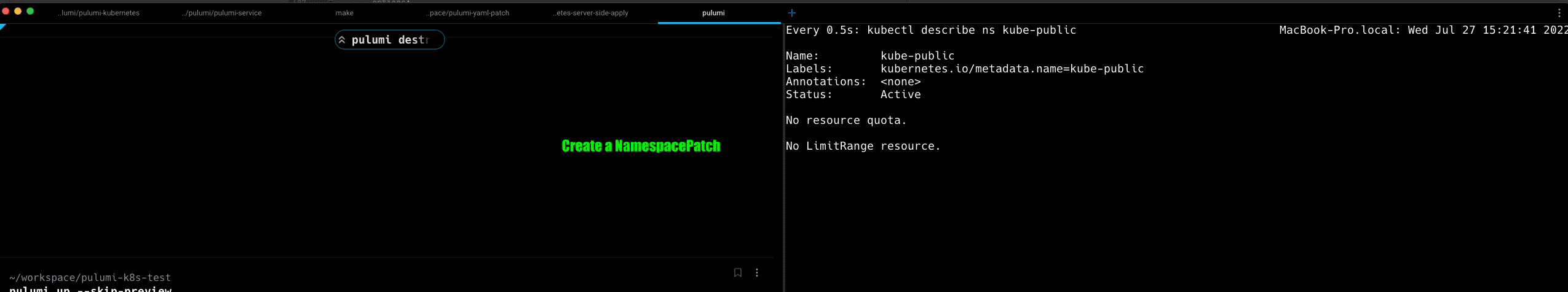 Patch a Namespace
