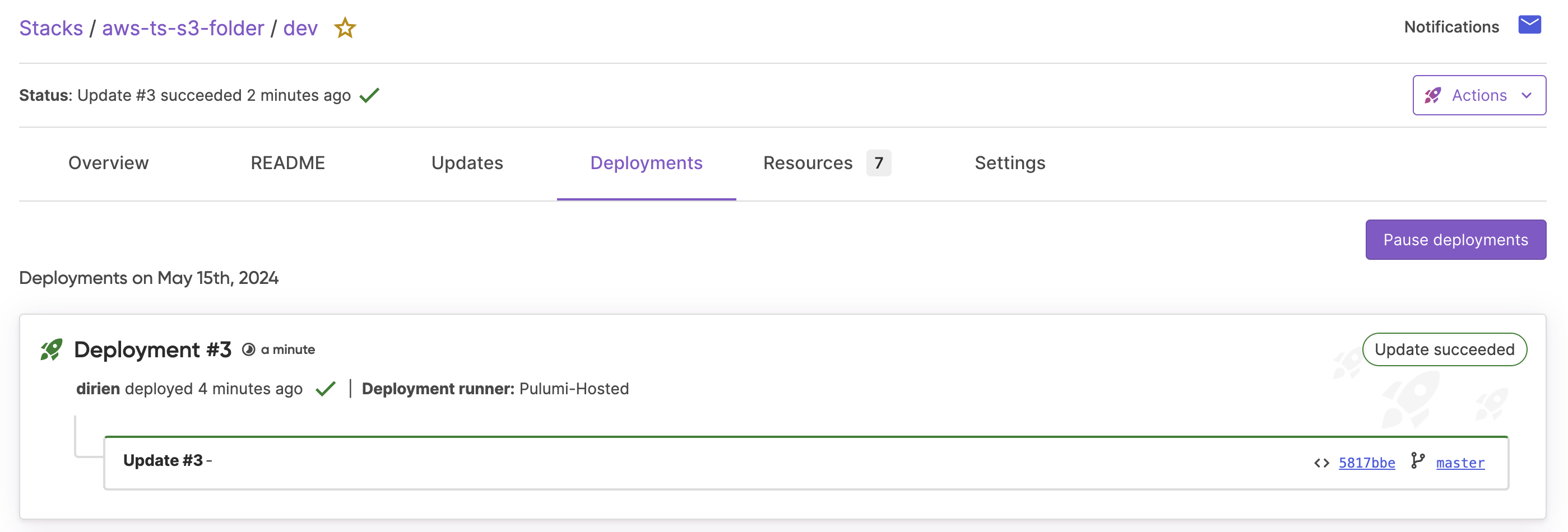 Pulumi Console