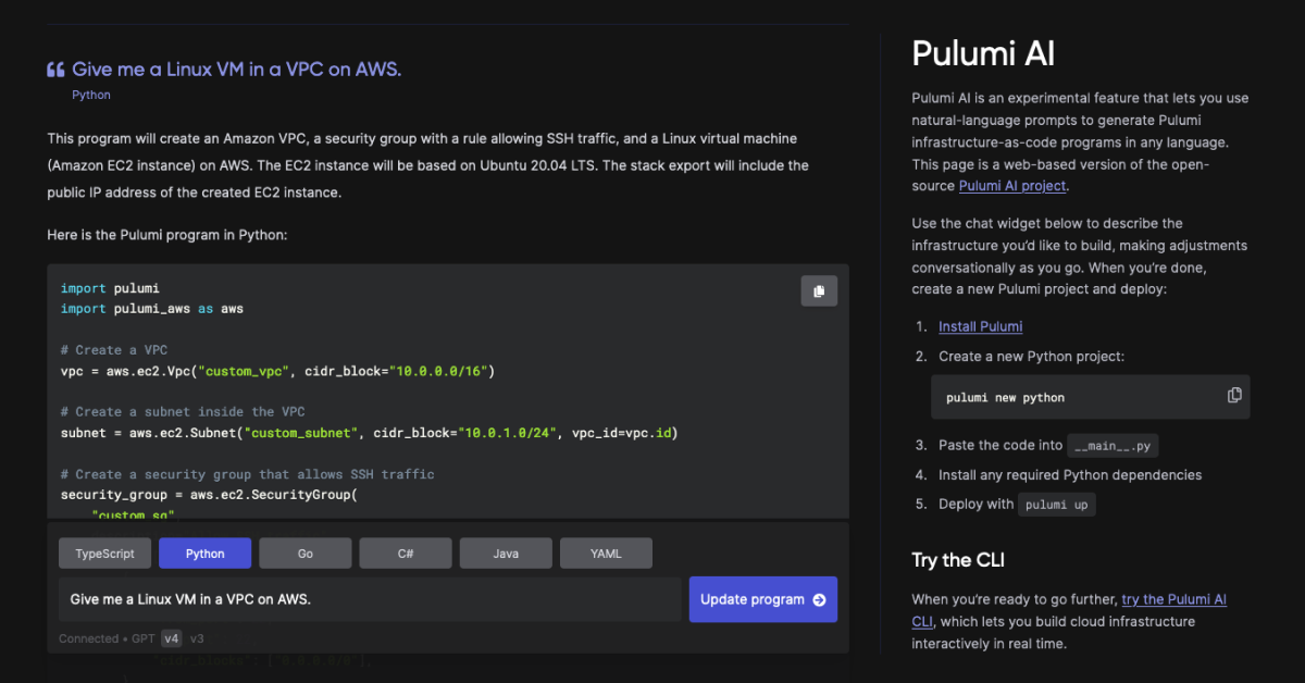 Pulumi AI: The Fastest Way to Discover, Learn, and Build Infrastructure as Code