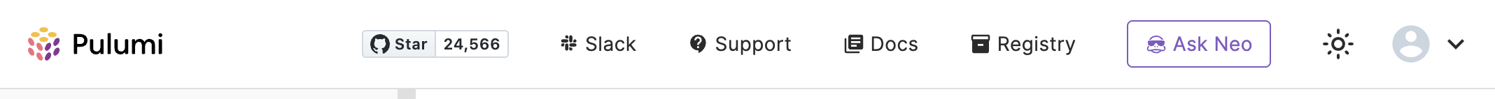 Screenshot of dark mode toggle in utility bar