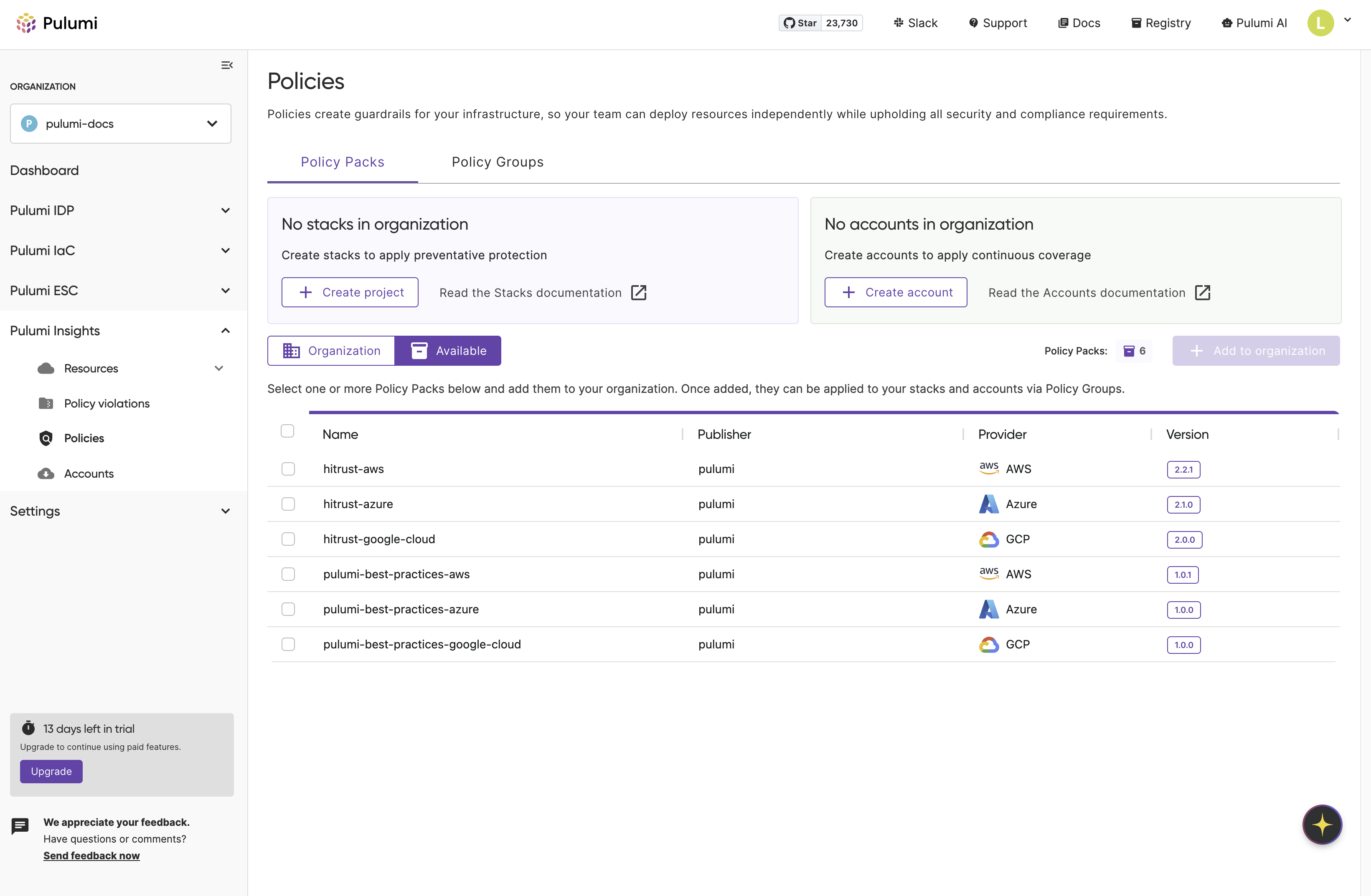 Policy Packs Browser