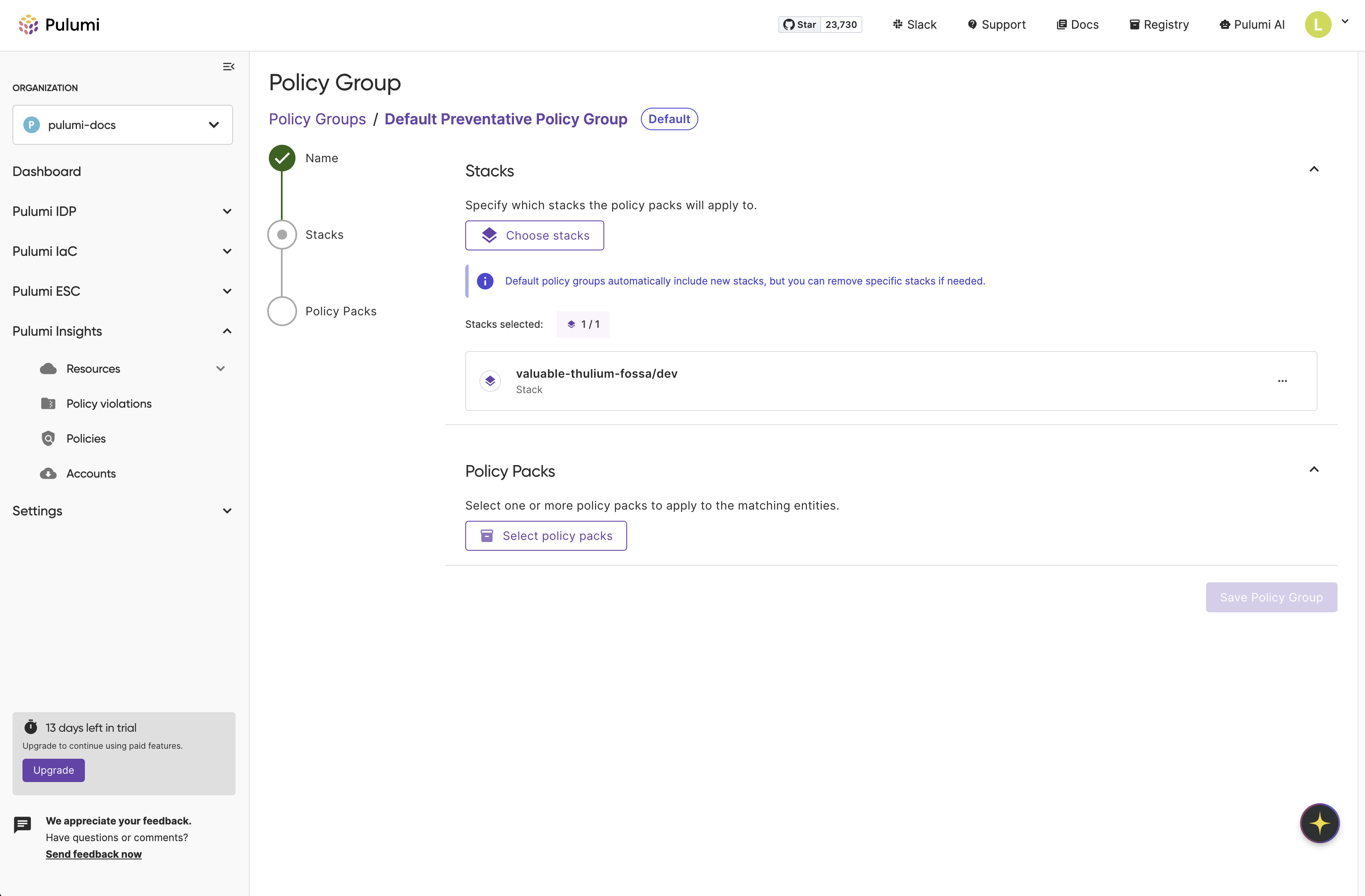 Policy Group Configuration