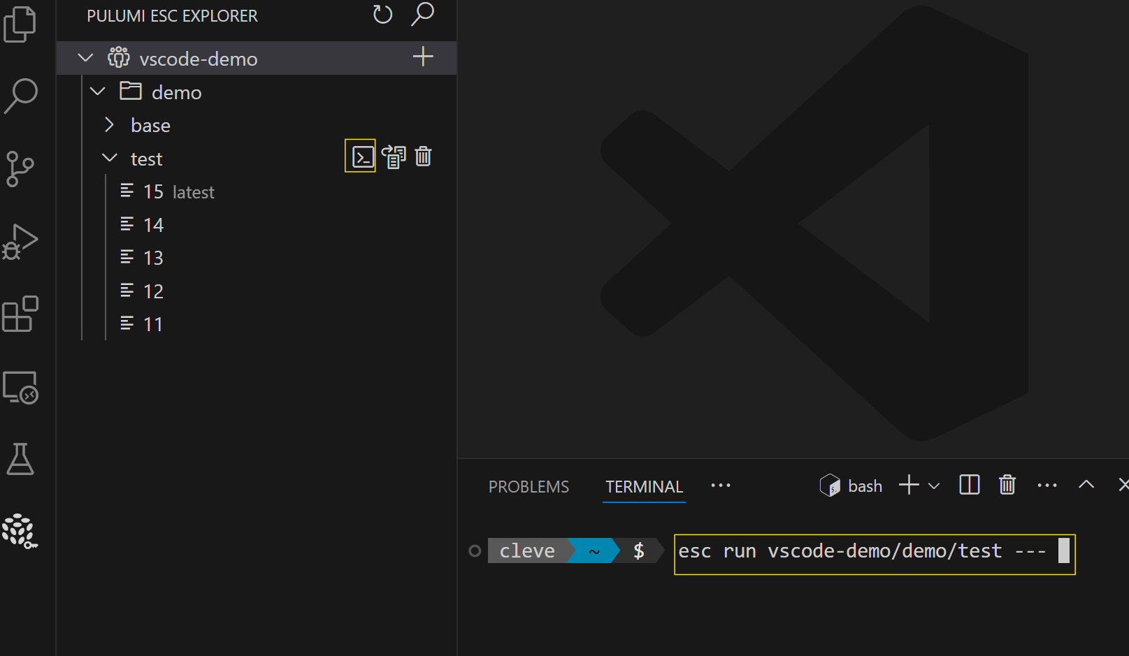 ESC run command in terminal