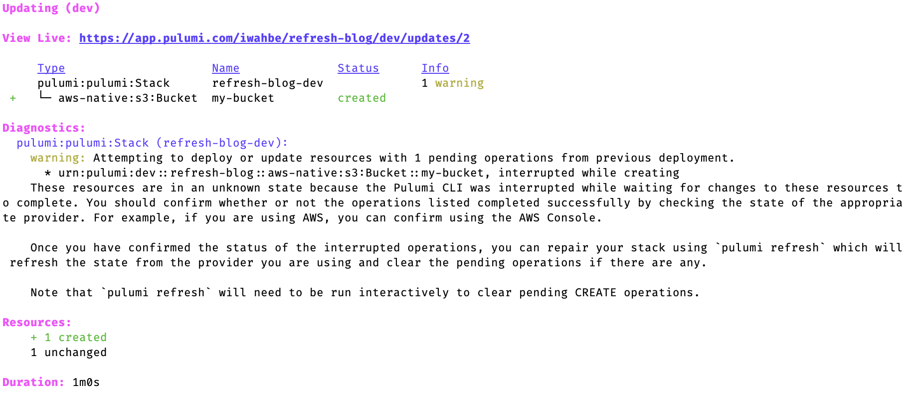 Pending Operations Warning