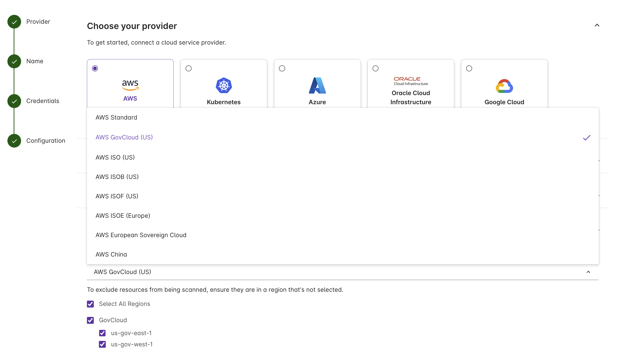 Choosing an AWS partition when creating an Insights account
