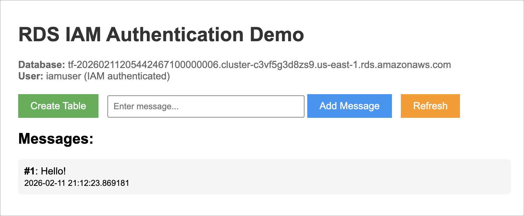 Demo application screenshot