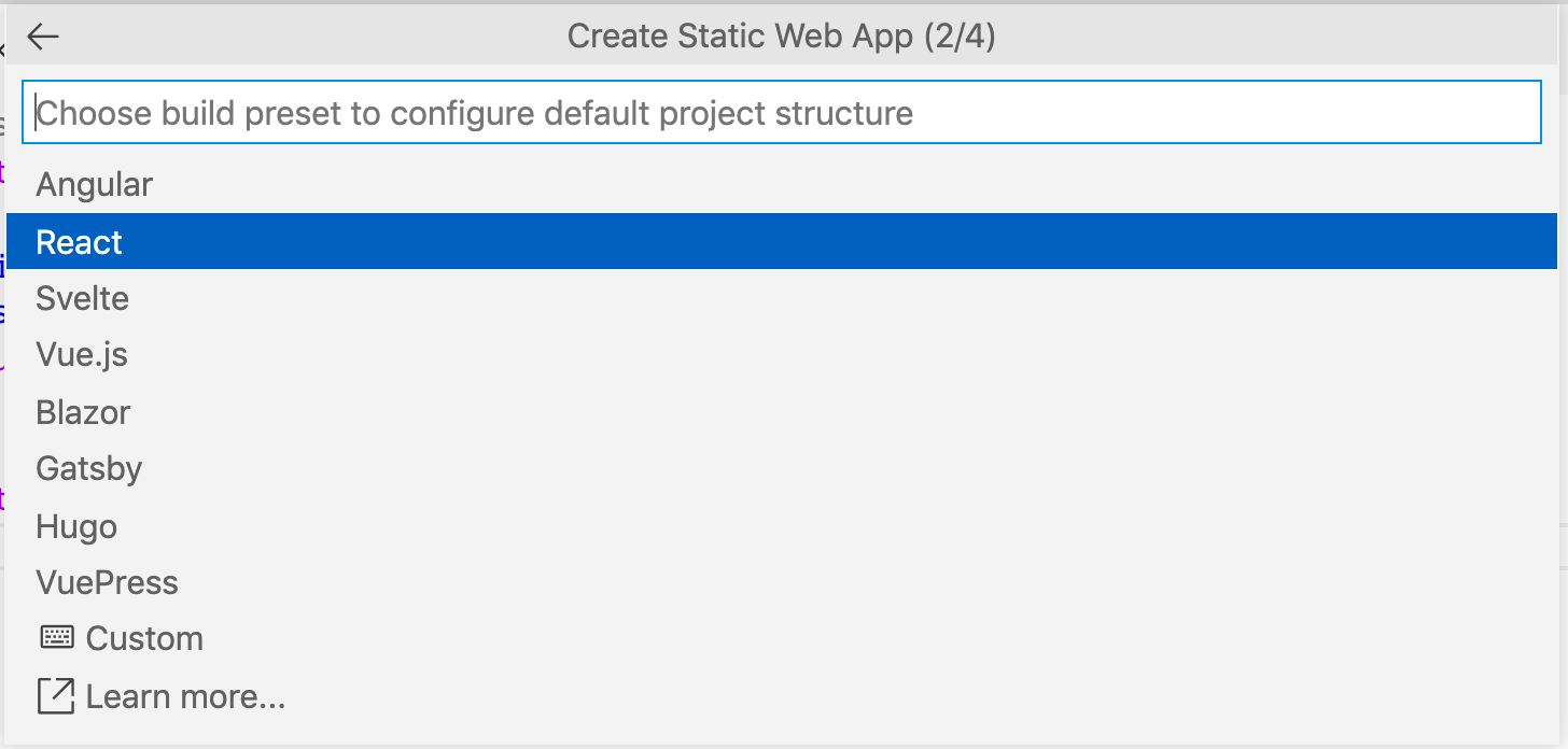 Select project structure