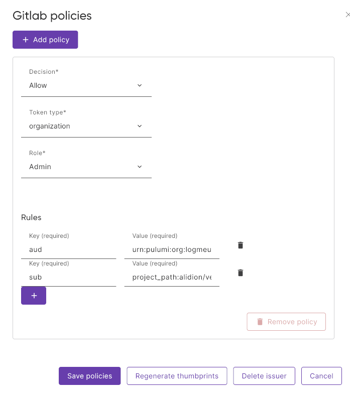 Gitlab policy example