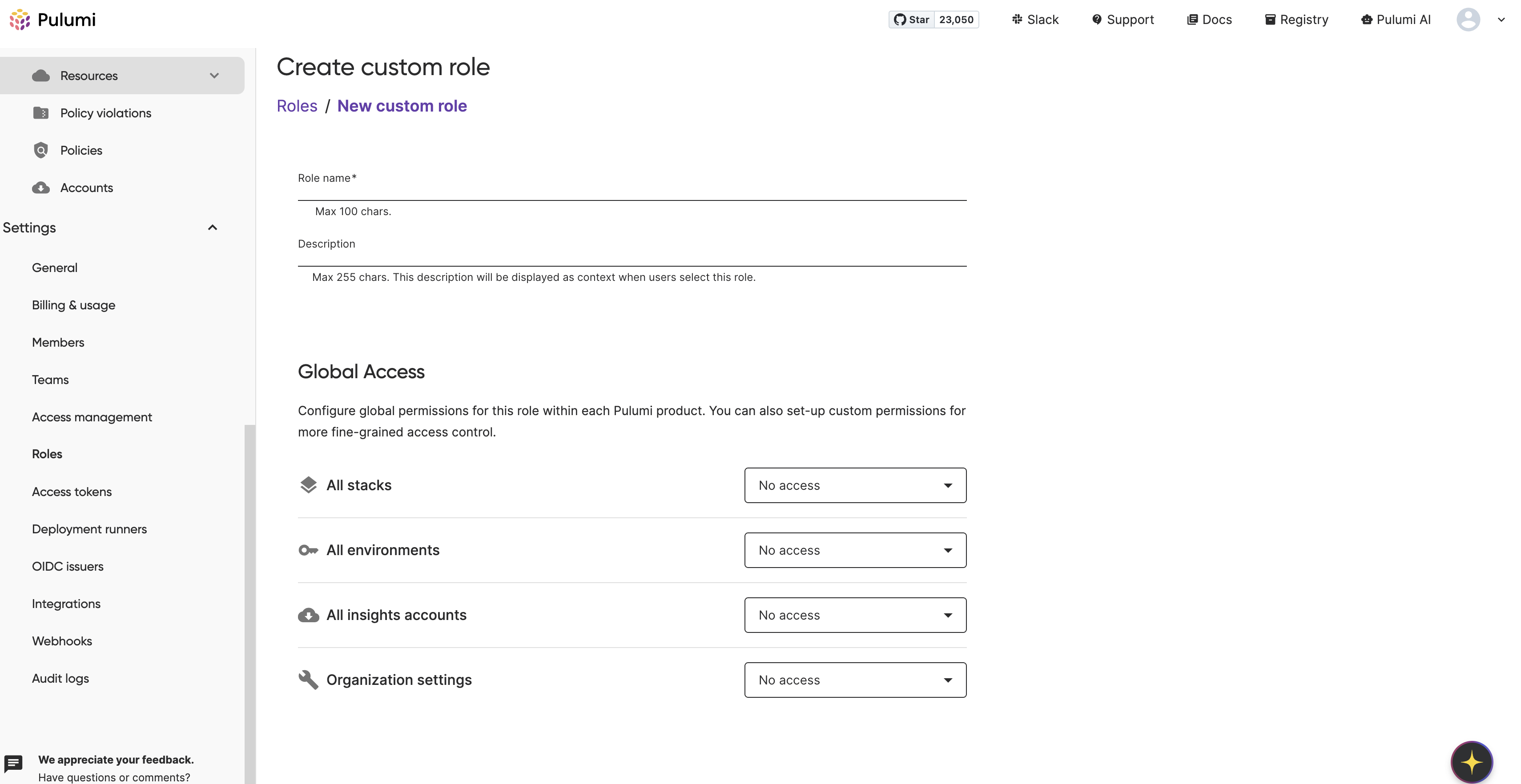 Create a role page