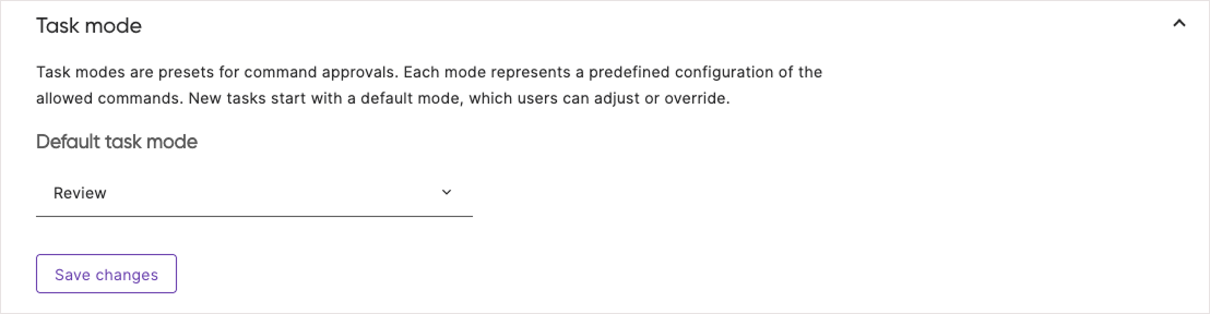 Task mode configuration
