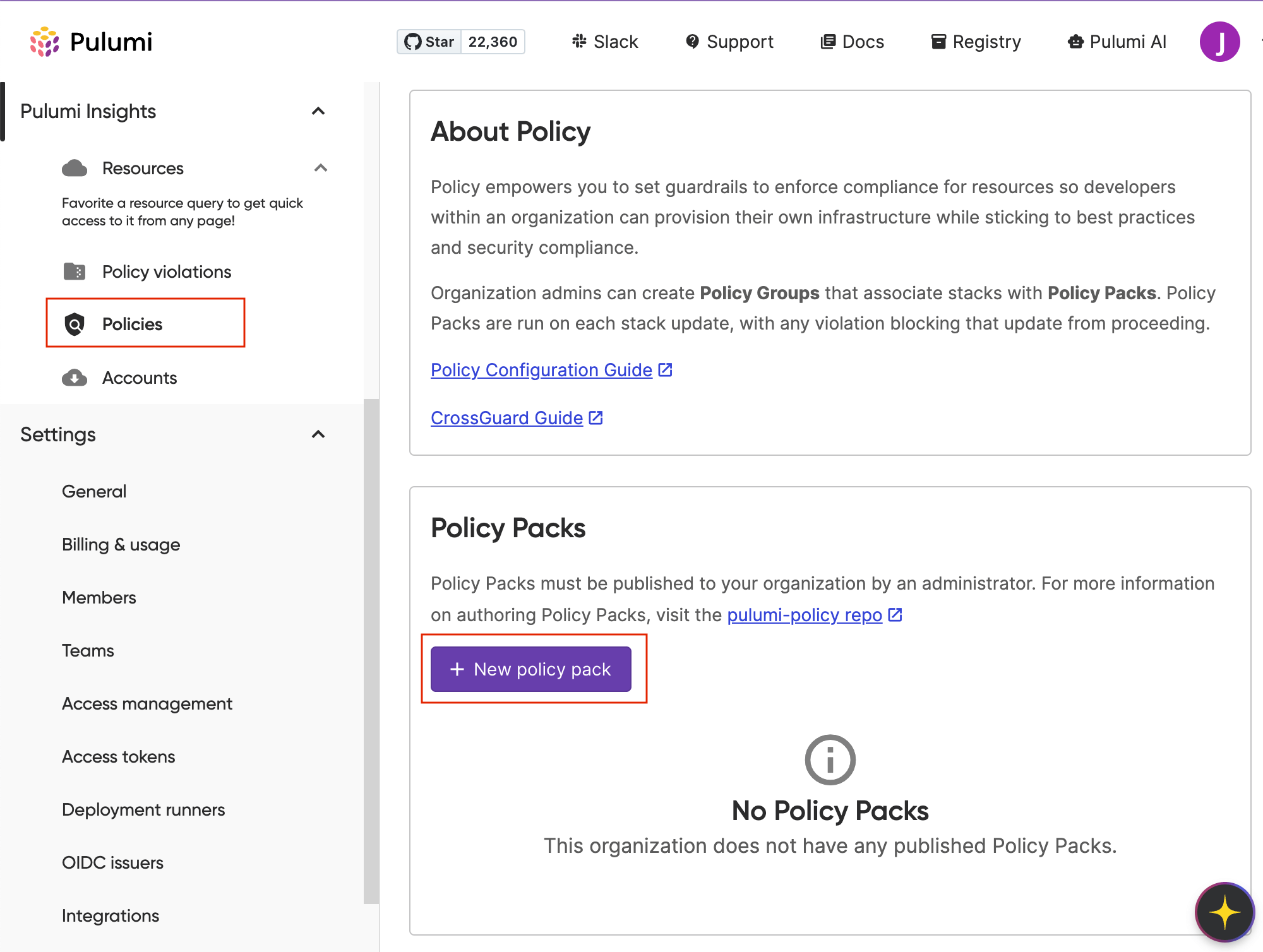 Pulumi Policies - New Policy Pack