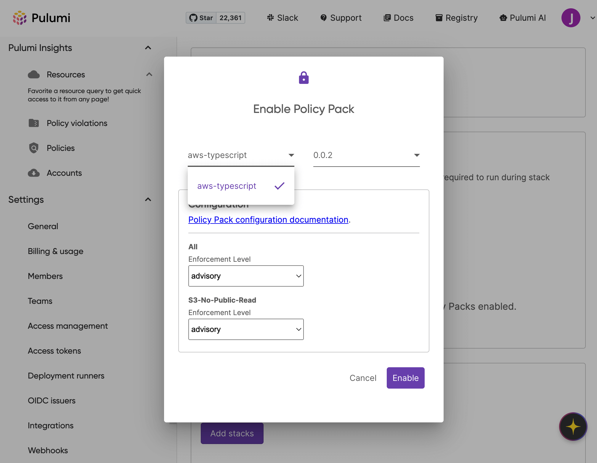Insights Policies - Policy Pack configuration