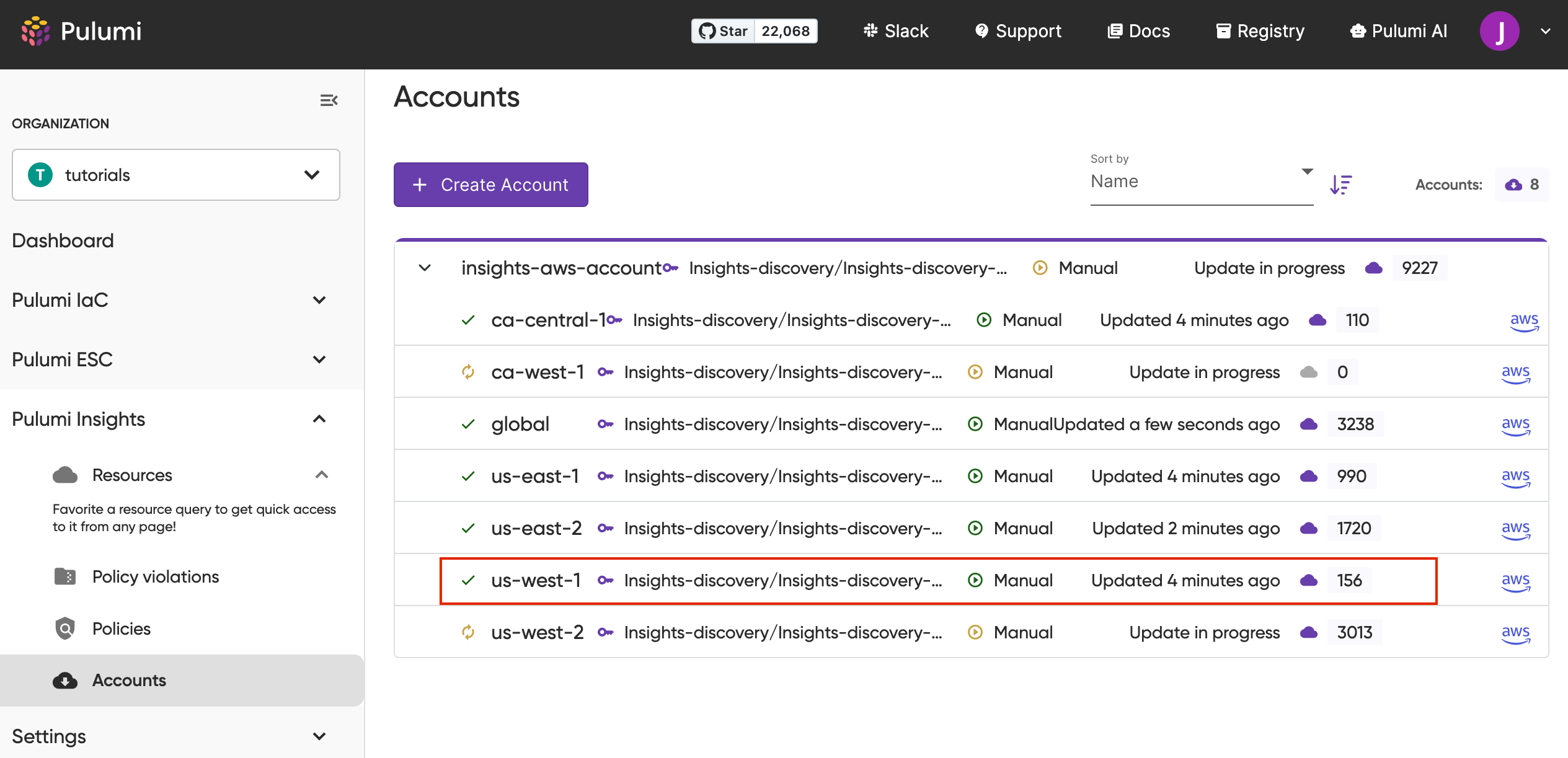 Insights Account Discovery Scan