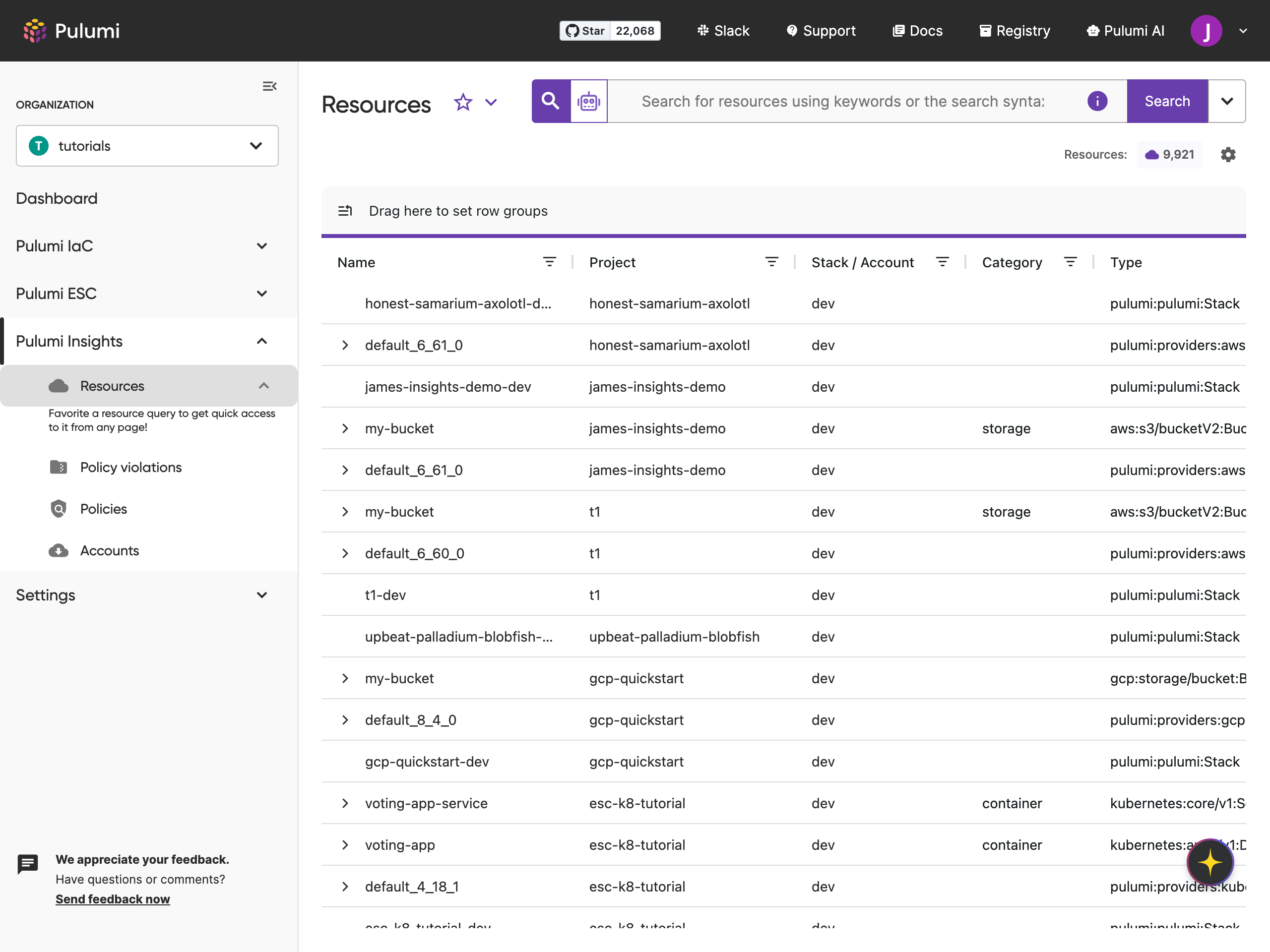 Resources page