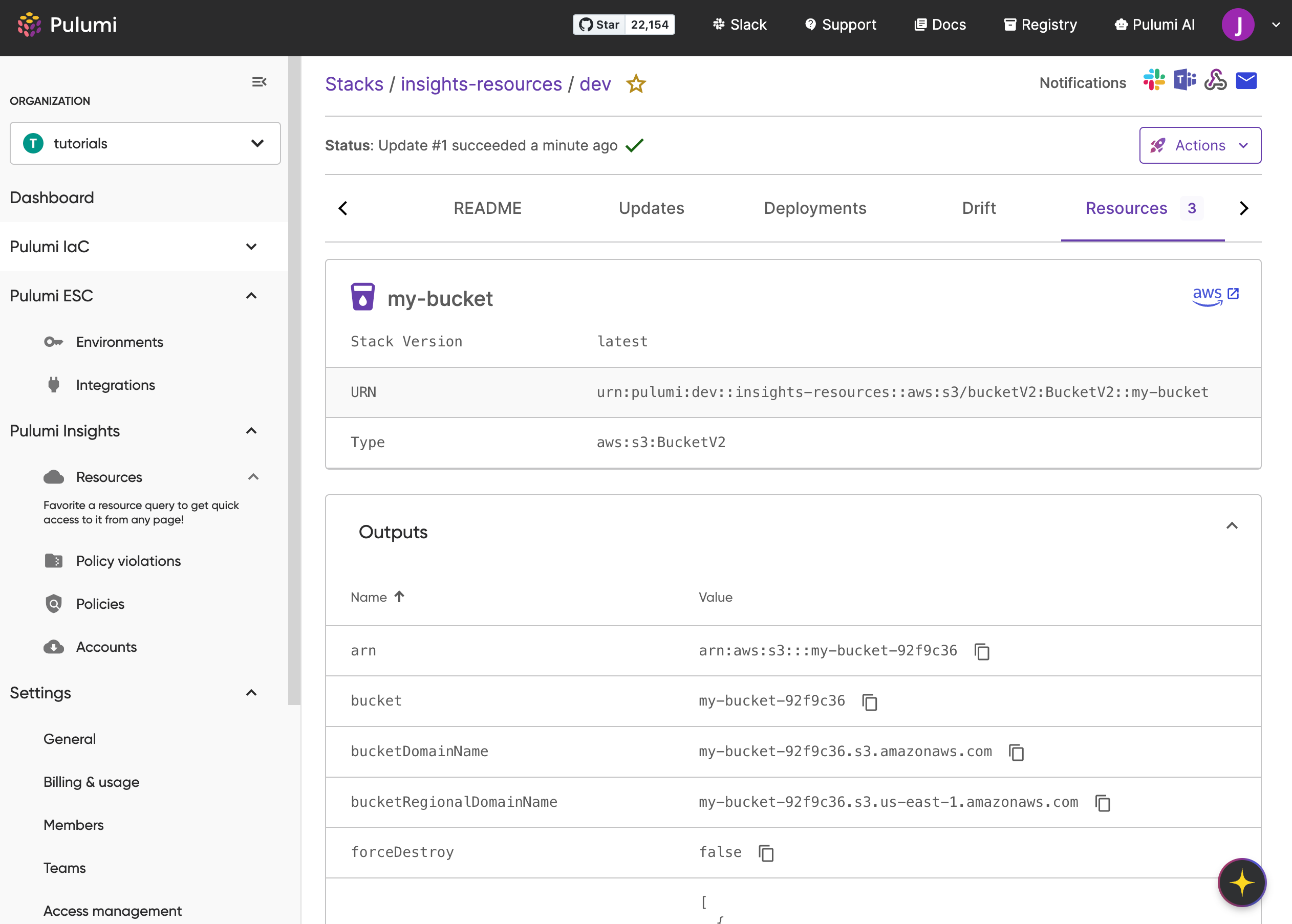 Resource details page