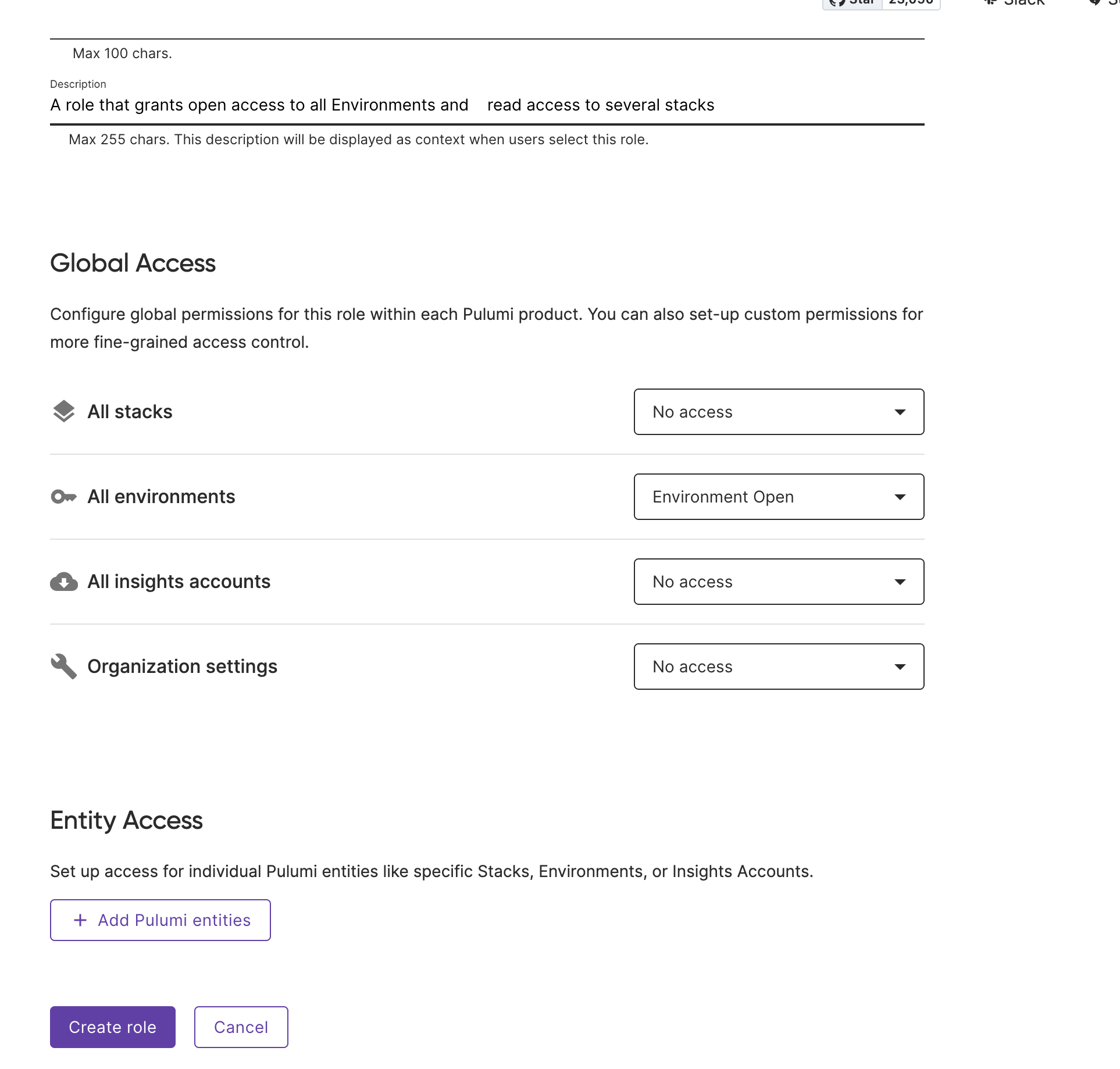 Assigning a global permission to the role