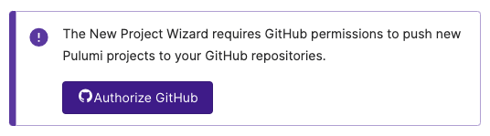 New Project Wizard OAuth Prompt