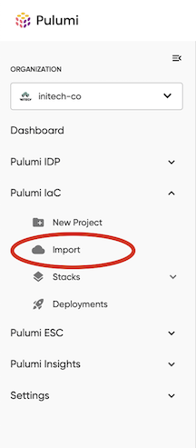 Pulumi IaC Import