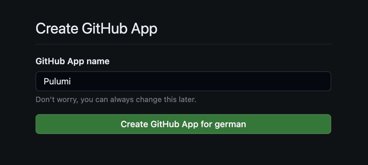 GitHub App provisioning