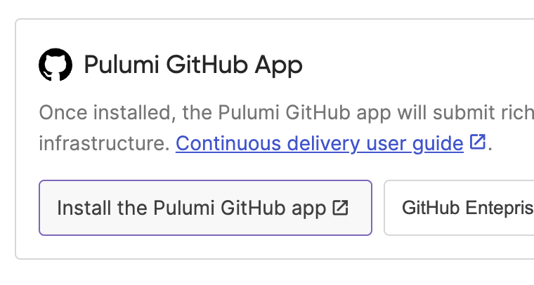 Install the Pulumi GitHub App