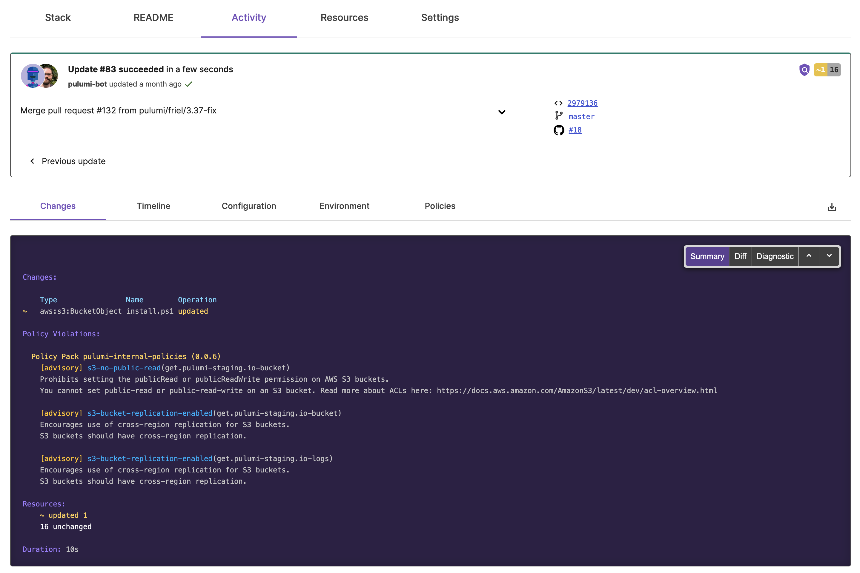 Stack resource graph