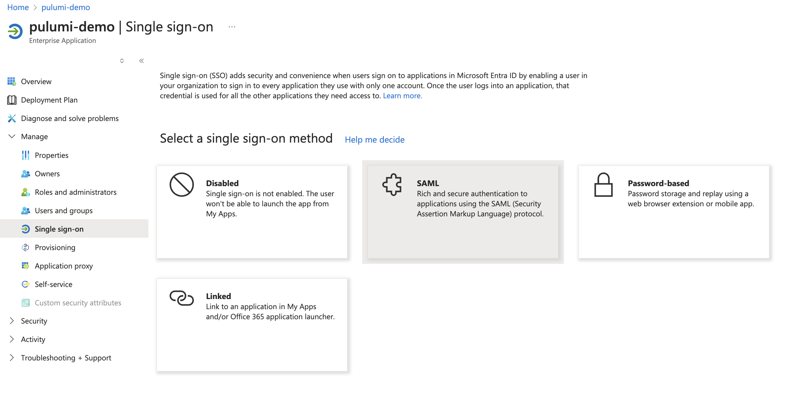 Single sign-on settings