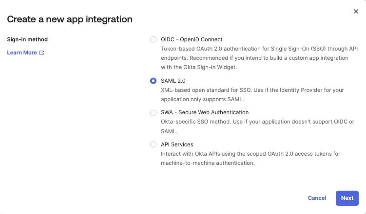 Creating an Okta Application