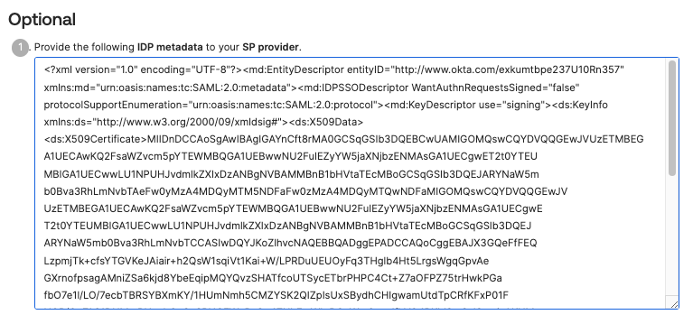 SAML Application Metadata