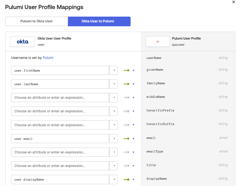 Okta Profile Mapping