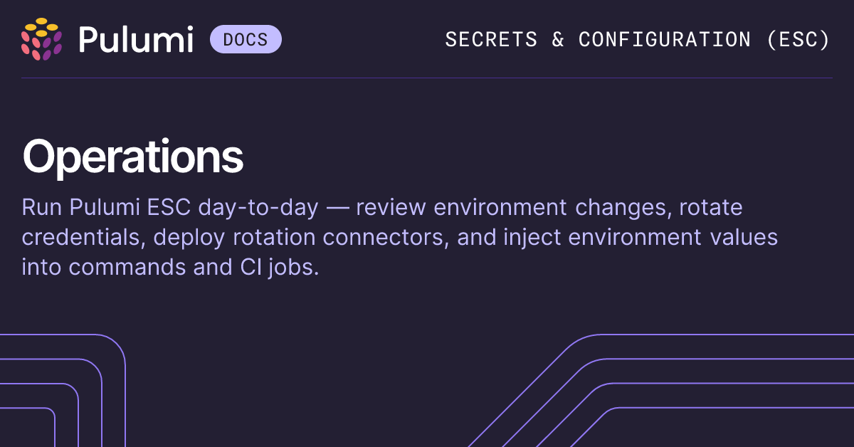 Pulumi ESC operations | Pulumi Docs