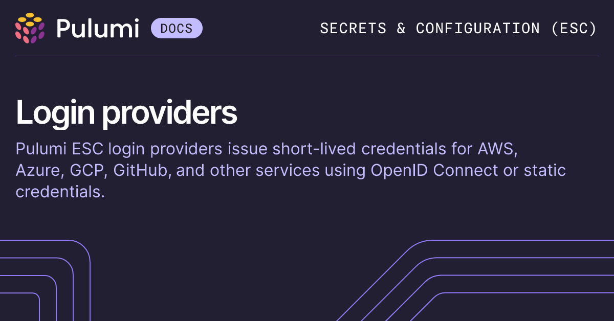 Pulumi ESC login providers | Pulumi Docs