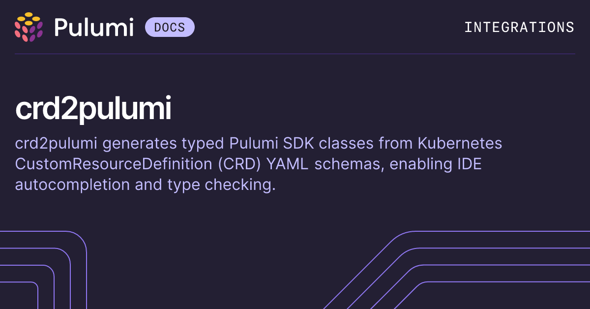 Generate typed CustomResources with crd2pulumi | Pulumi Docs