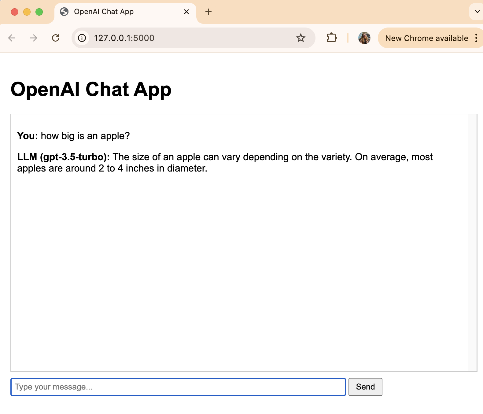 Figure: The chat app web UI