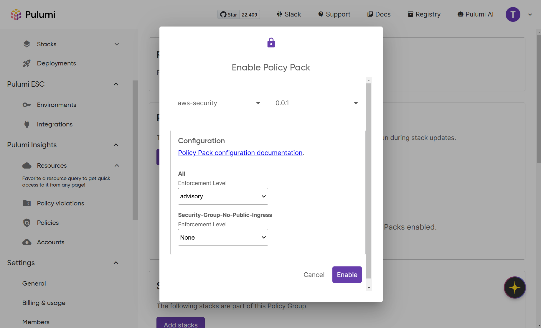 “Configuring the policy pack”