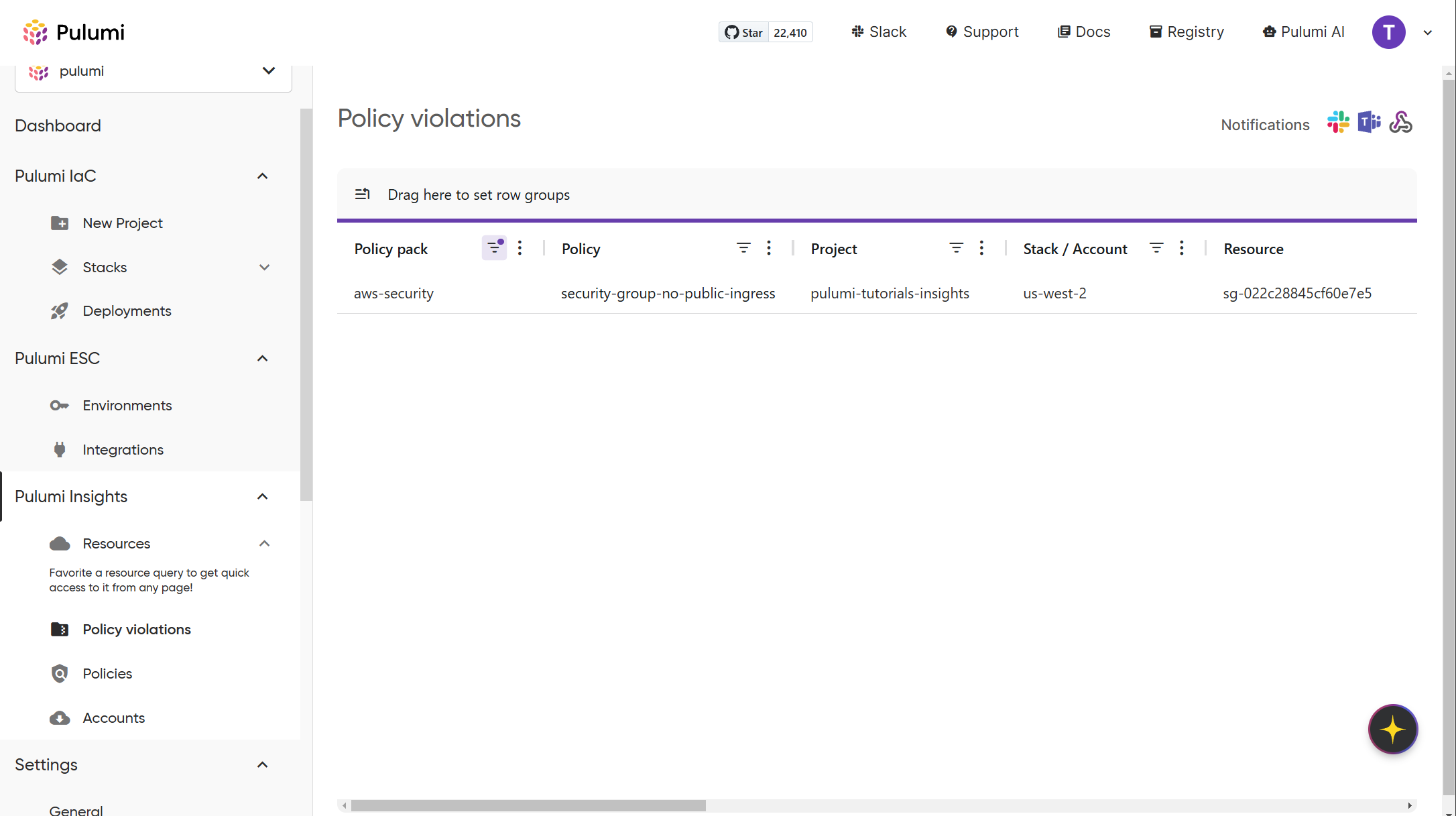 Insights Policies - Policy Violations