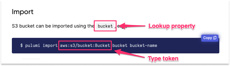 Import section of API documentation
