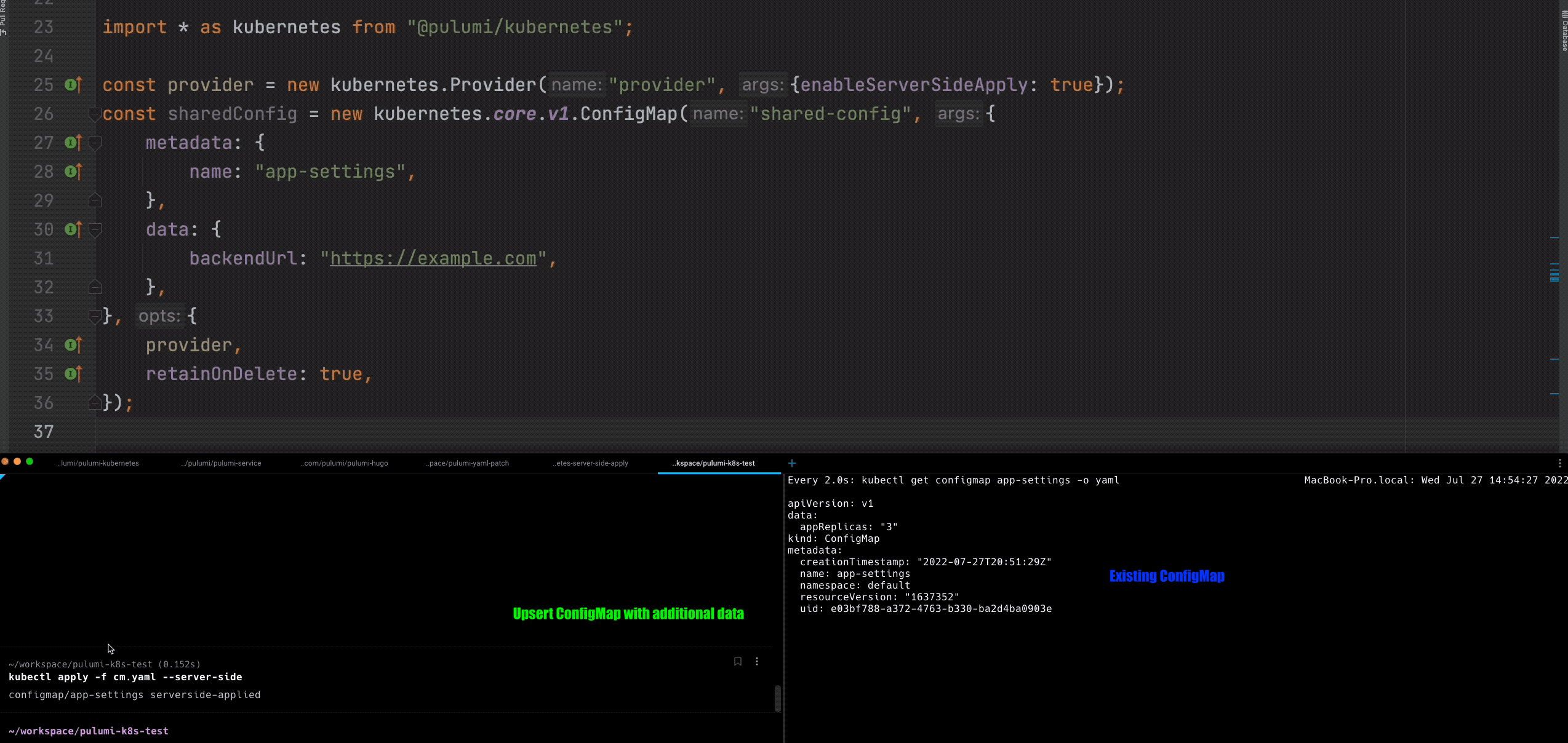 Upsert a ConfigMap 